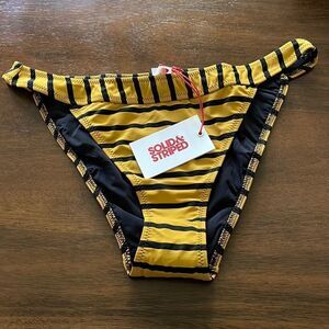 Solid and Striped Dual-Colored Swimsuit Bottom